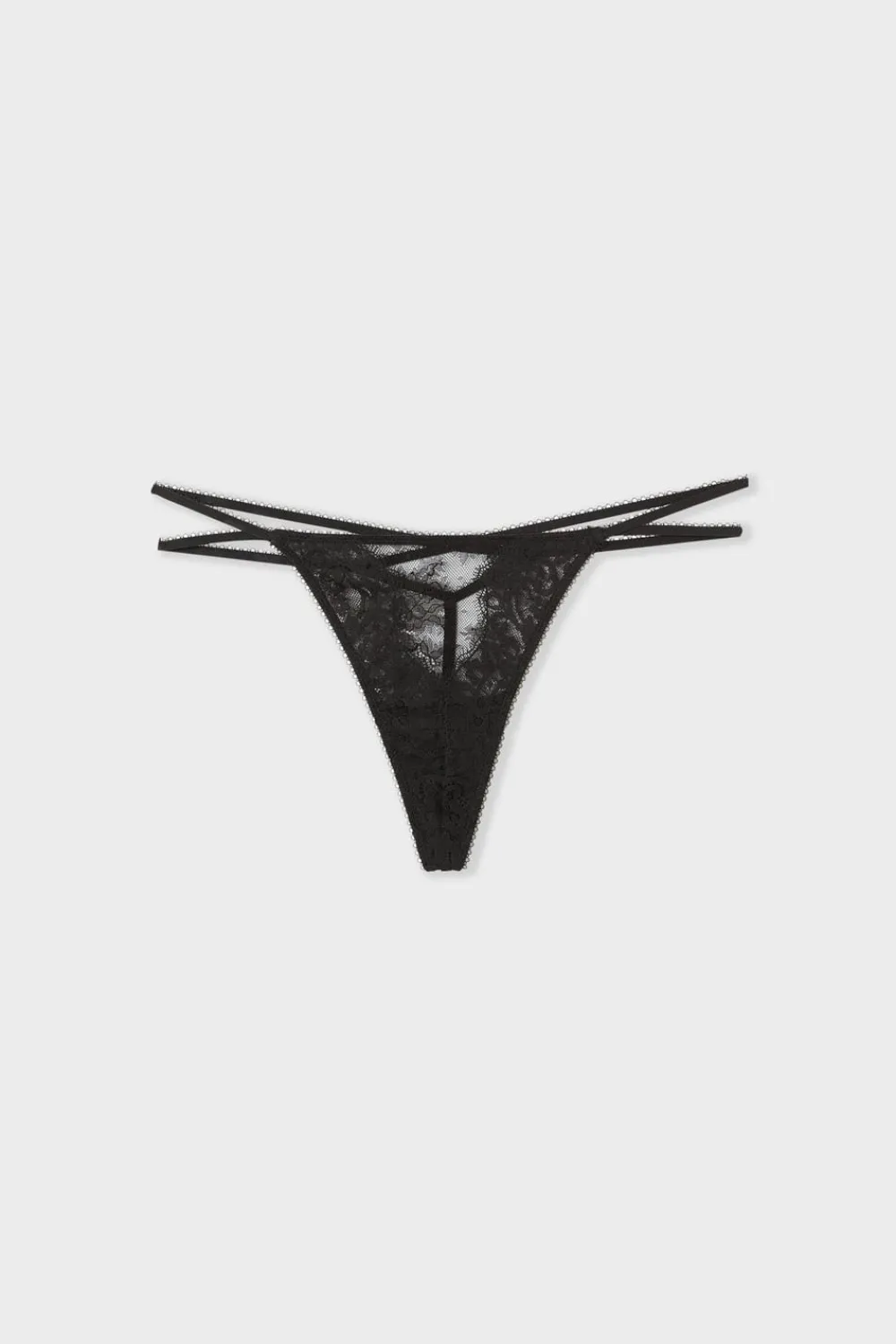 New ETAM Tanga de encaje NEGRO