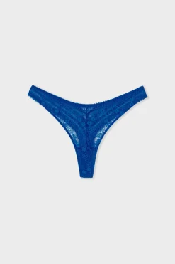 Discount ETAM Tanga de encaje AZUL VIVO