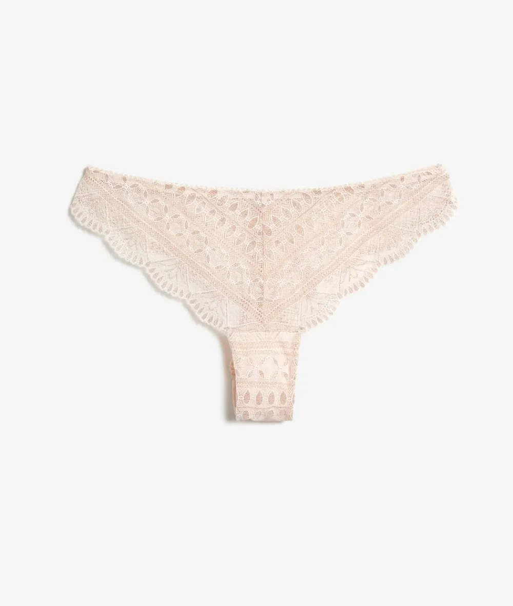 Clearance ETAM Tanga de encaje ROSA PÁLIDO