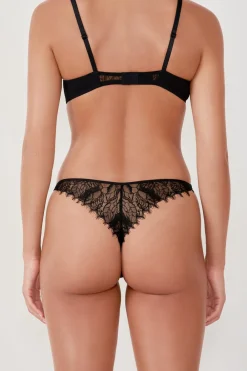 Sale ETAM Tanga de encaje NEGRO
