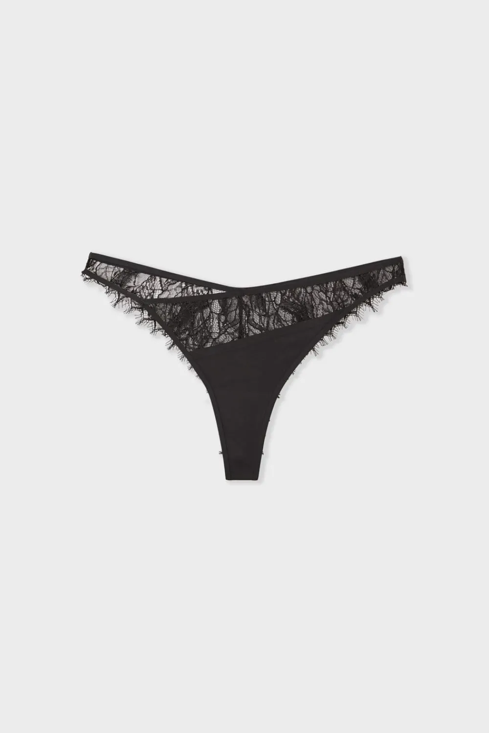 Sale ETAM Tanga de encaje NEGRO