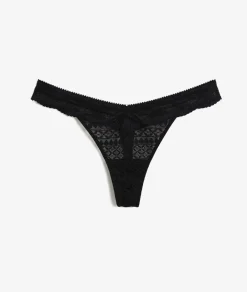 Online ETAM Tanga de encaje NEGRO