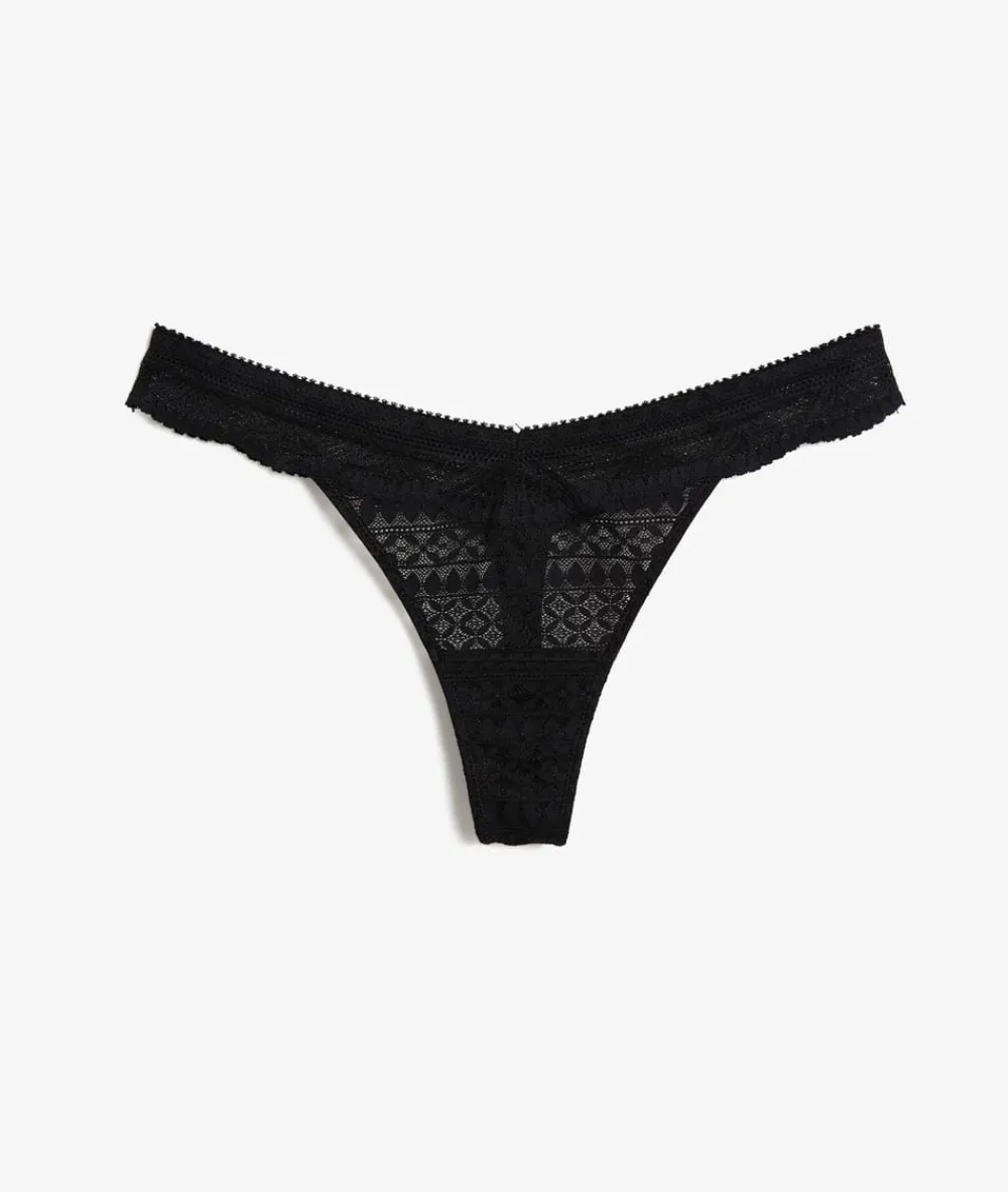Online ETAM Tanga de encaje NEGRO