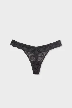 Online ETAM Tanga de encaje NEGRO