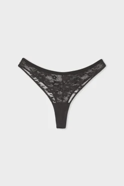 ETAM Tanga de encaje NEGRO