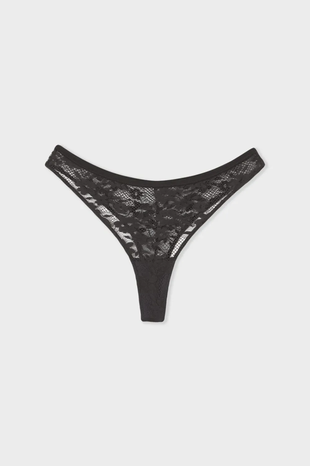 ETAM Tanga de encaje NEGRO