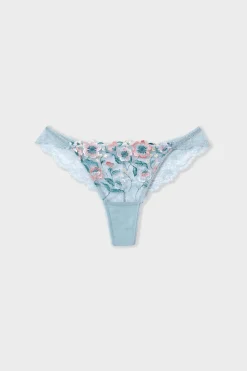 Clearance ETAM Tanga de encaje AZUL CLARO