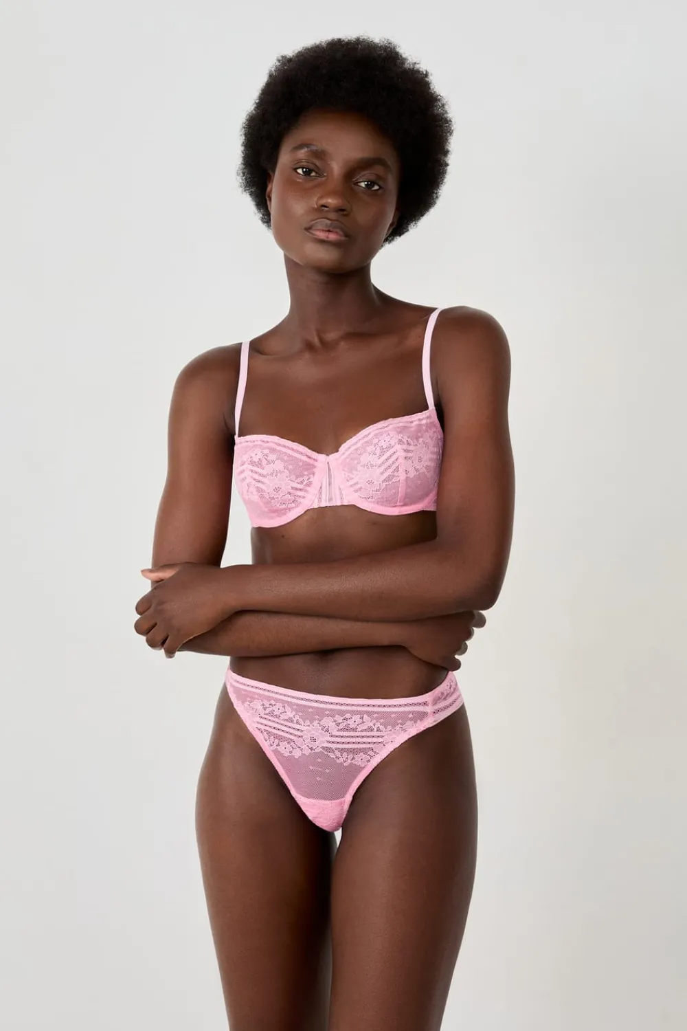 Discount ETAM Tanga de encaje ROSA