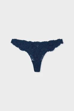 New ETAM Tanga de encaje MARINO
