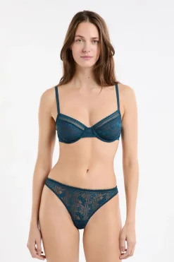 New ETAM Tanga de encaje AZUL TINTA