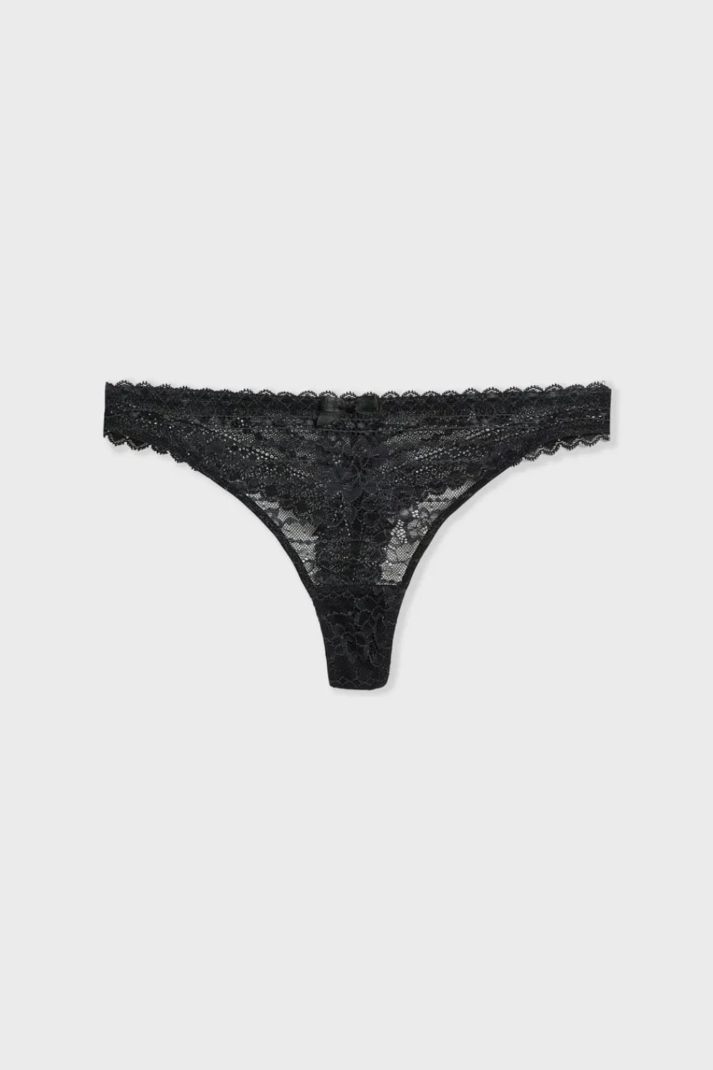 Outlet ETAM Tanga de encaje NEGRO