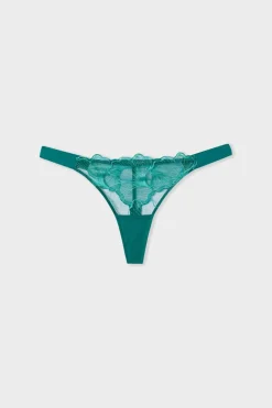New ETAM Tanga de encaje VERDE OSCURO