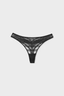 ETAM Tanga de encaje NEGRO