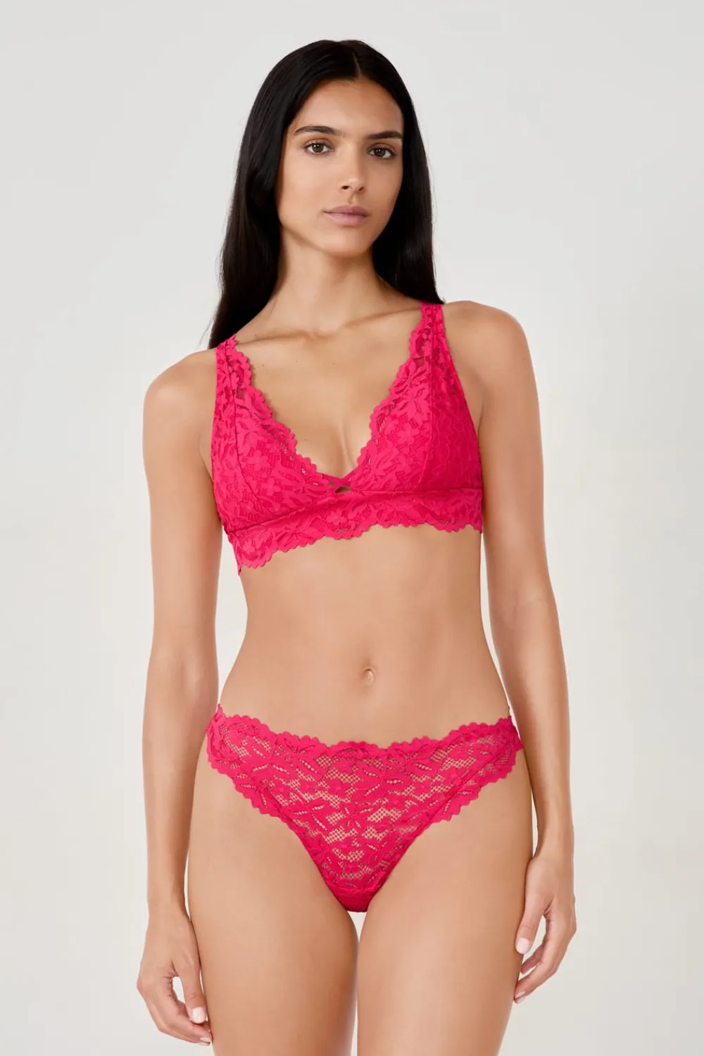 Sale ETAM Tanga de encaje FÚSIA
