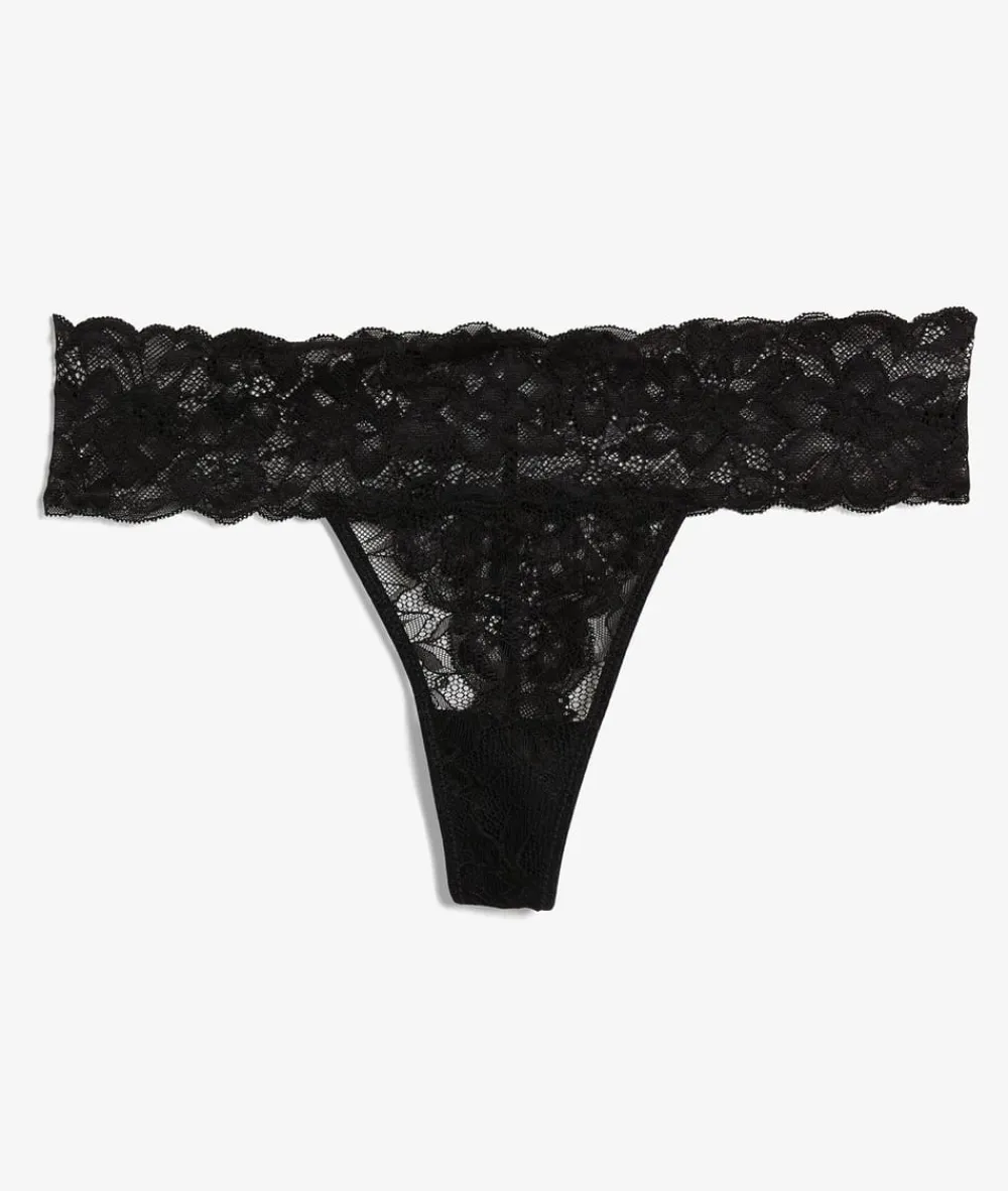 Hot ETAM Tanga de encaje NEGRO