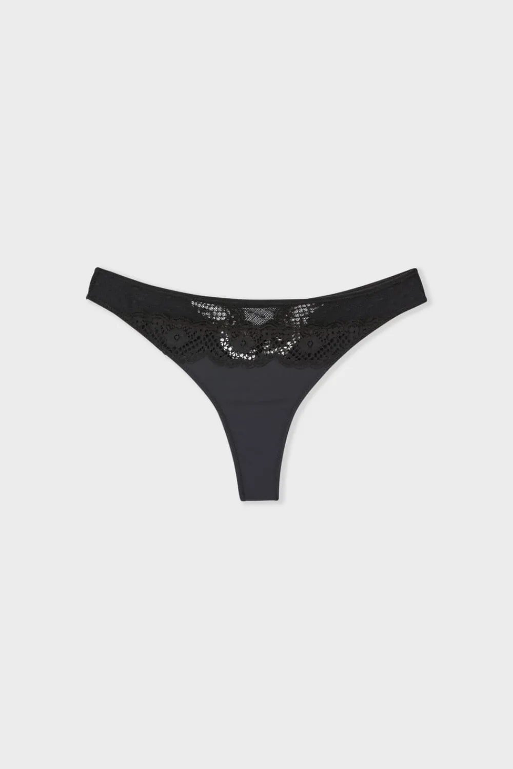 Outlet ETAM Tanga de encaje NEGRO