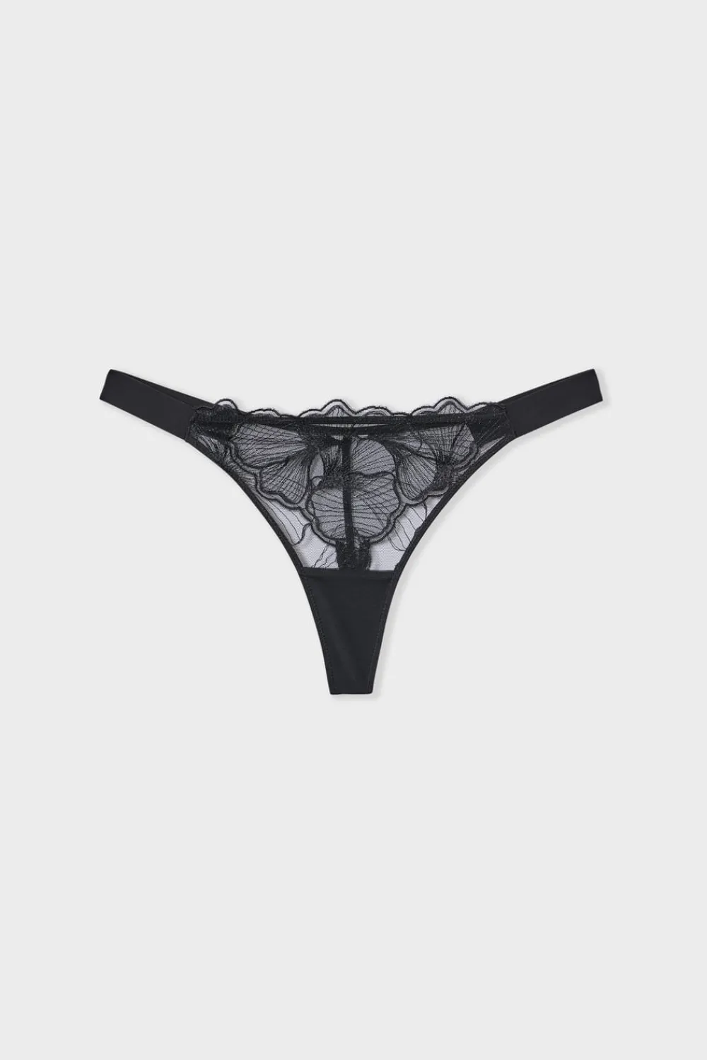 Online ETAM Tanga de encaje NEGRO
