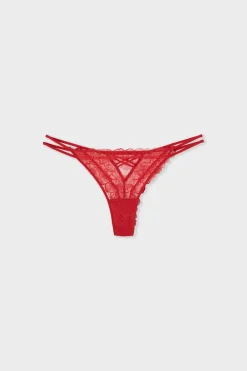 Clearance ETAM Tanga de encaje ROJO