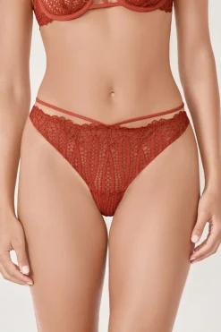 Hot ETAM Tanga de encaje MARRÓN