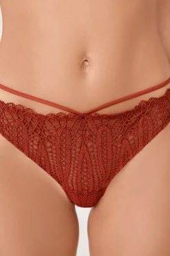 Hot ETAM Tanga de encaje MARRÓN