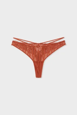 Hot ETAM Tanga de encaje MARRÓN