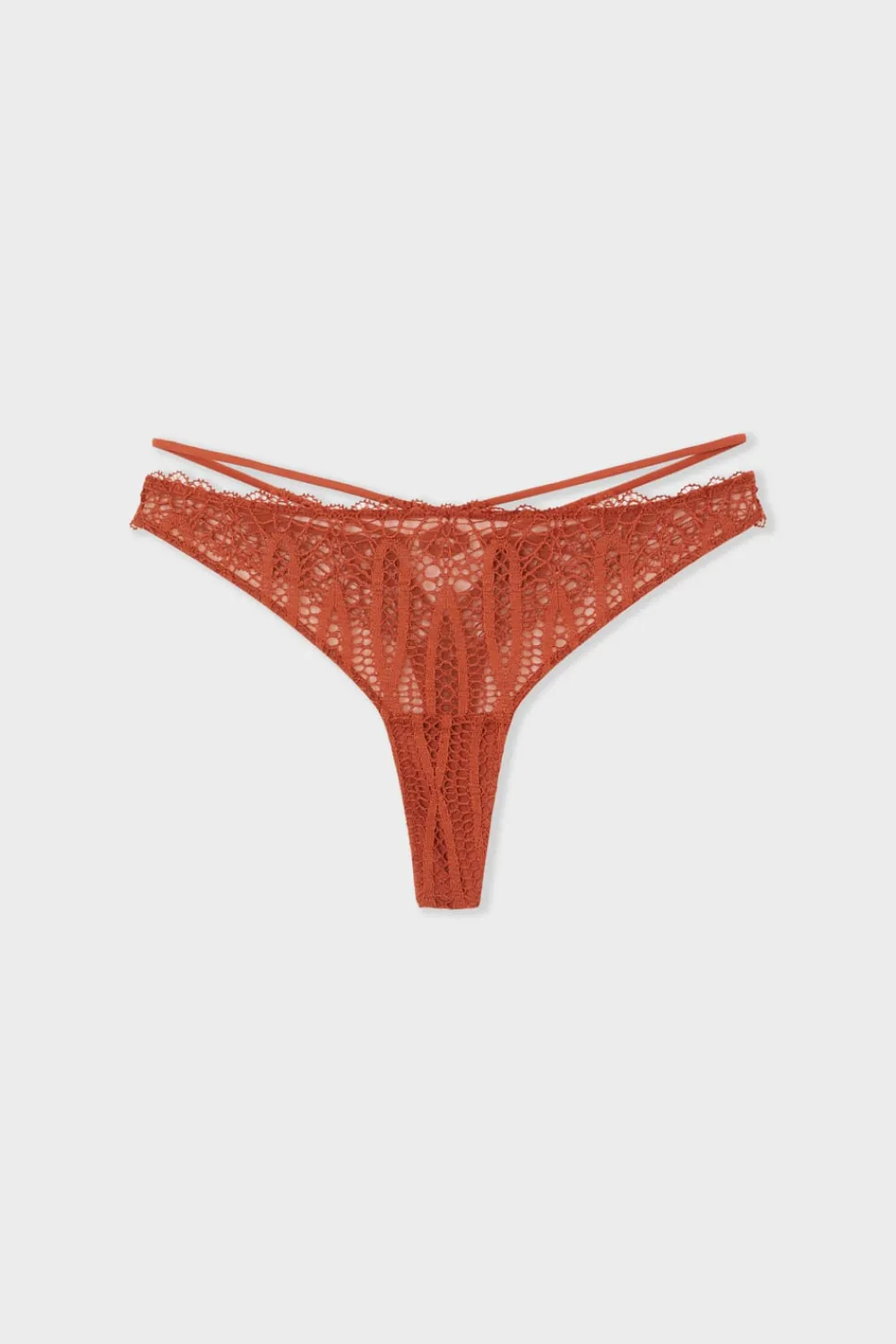 Hot ETAM Tanga de encaje MARRÓN