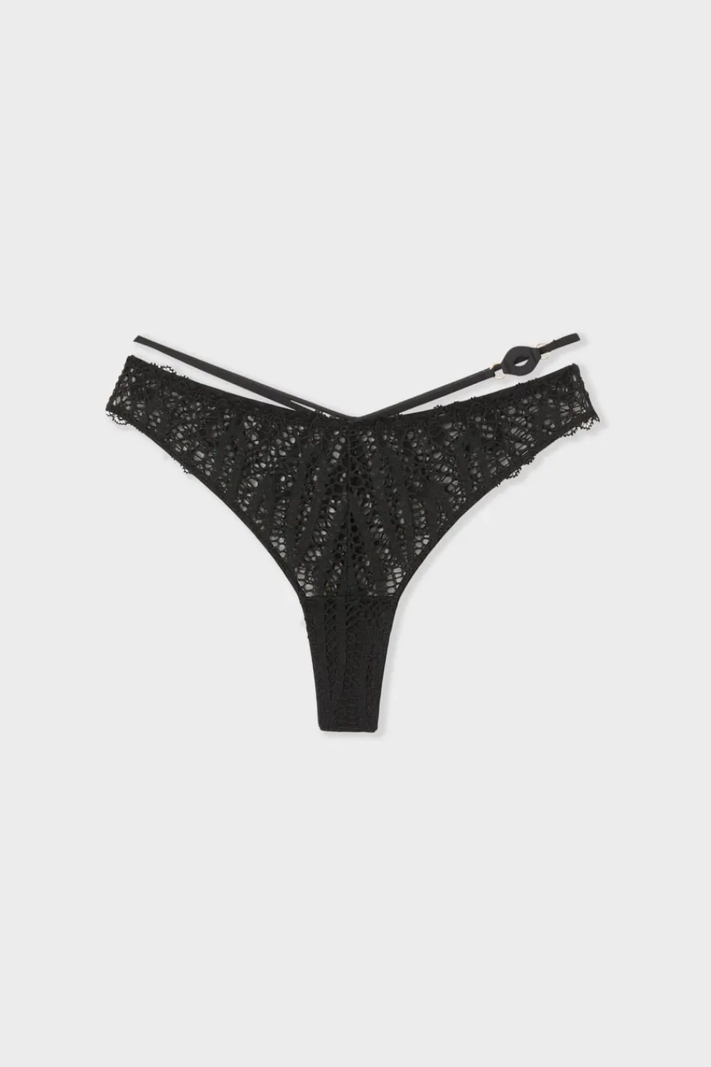 Outlet ETAM Tanga de encaje NEGRO