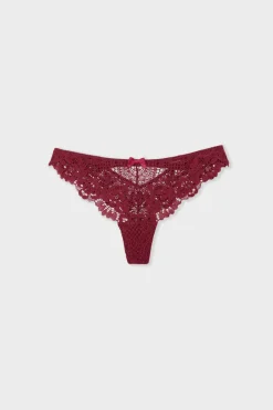 Online ETAM Tanga de encaje BURDEOS GRANATE