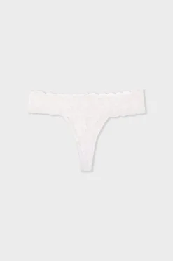 Clearance ETAM Tanga de encaje BLANCO