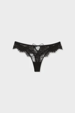 Discount ETAM Tanga de encaje NEGRO
