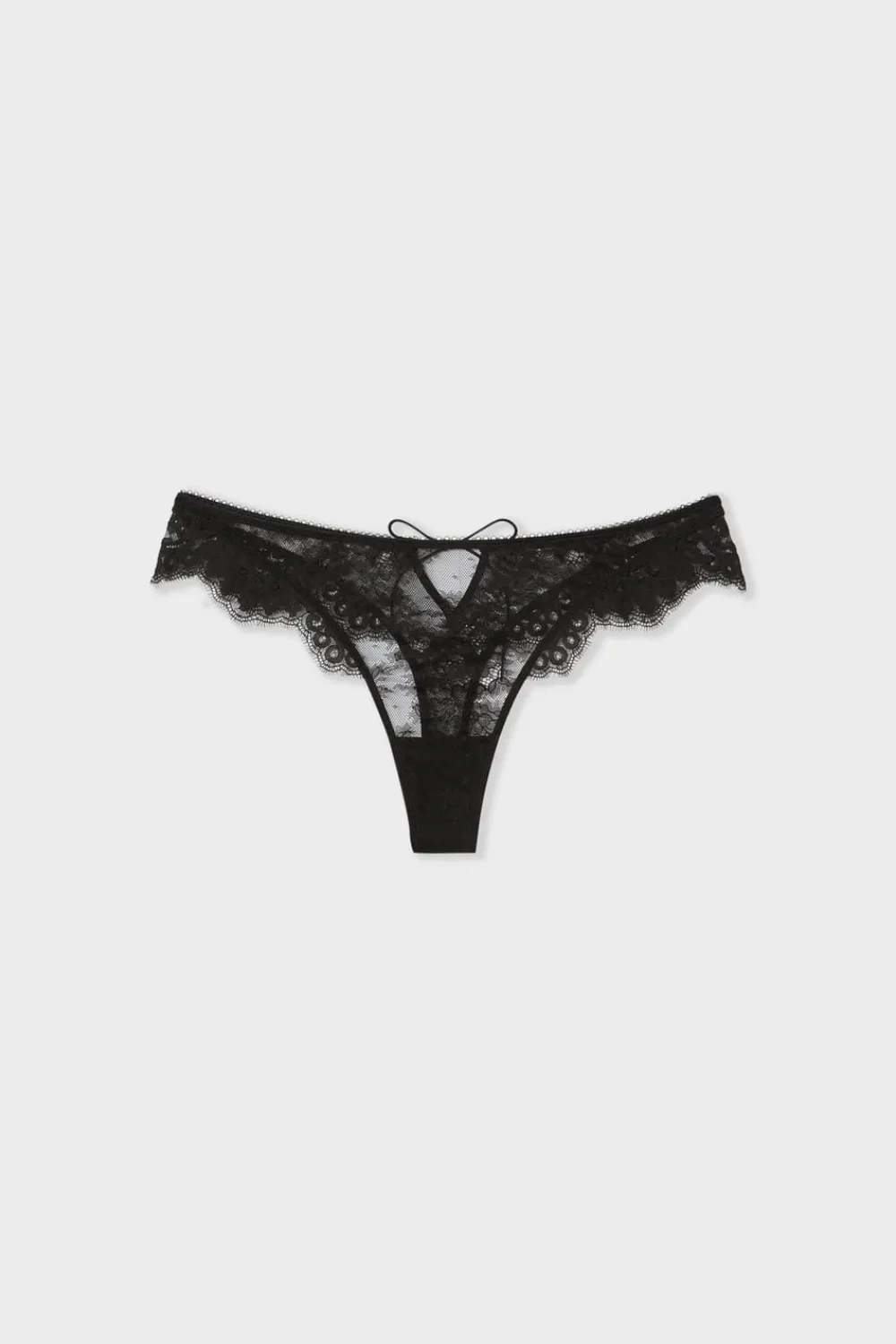 Discount ETAM Tanga de encaje NEGRO