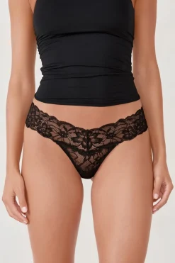 Hot ETAM Tanga de encaje NEGRO