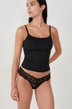 Hot ETAM Tanga de encaje NEGRO