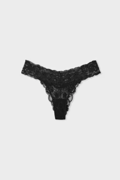 Hot ETAM Tanga de encaje NEGRO