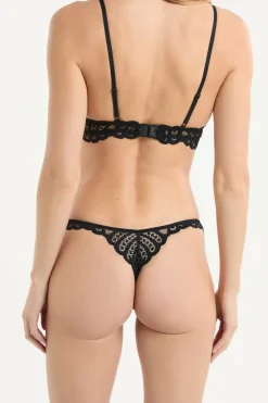 New ETAM Tanga de encaje NEGRO