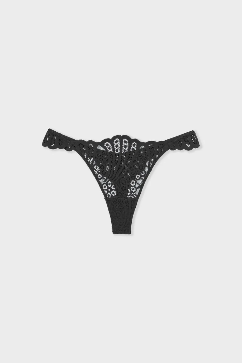 New ETAM Tanga de encaje NEGRO