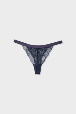 Online ETAM Tanga de encaje marino