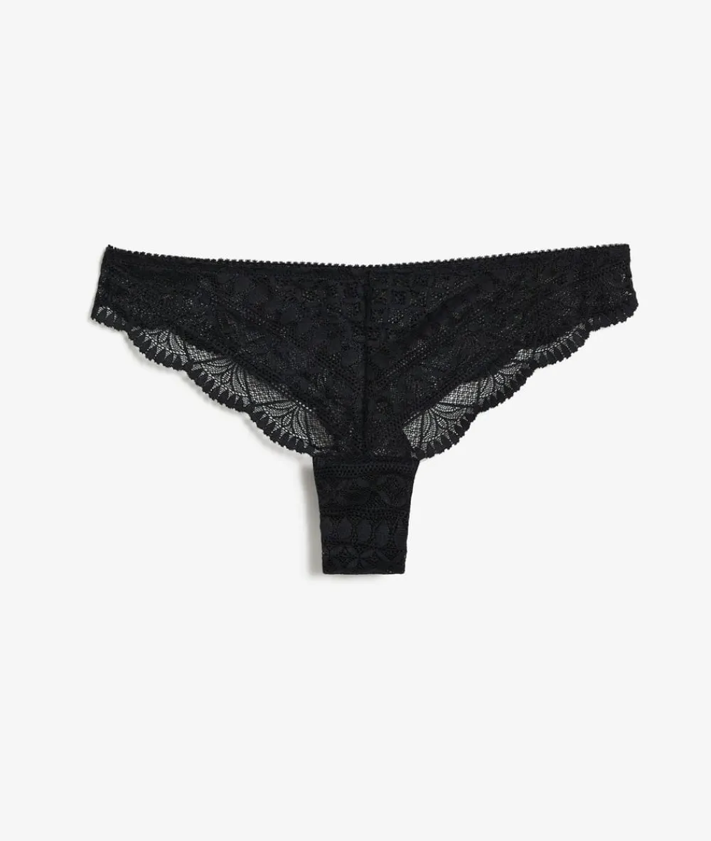 Hot ETAM Tanga de encaje NEGRO