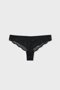 Hot ETAM Tanga de encaje NEGRO