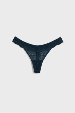 Best ETAM Tanga de encaje AZUL TINTA