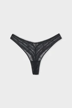 Best ETAM Tanga de encaje NEGRO