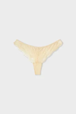 Online ETAM Tanga de encaje BEIGE