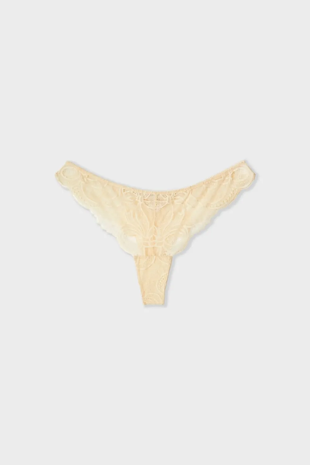 Online ETAM Tanga de encaje BEIGE