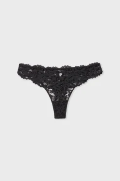 Discount ETAM Tanga de encaje NEGRO
