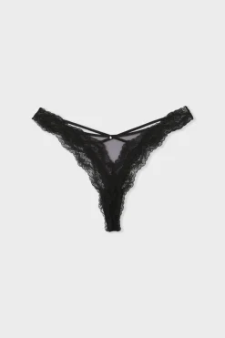 Best ETAM Tanga de encaje NEGRO