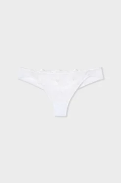 Outlet ETAM Tanga de encaje BLANCO