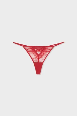 Hot ETAM Tanga de encaje ROJO