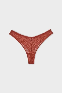 Discount ETAM Tanga de encaje MARRON