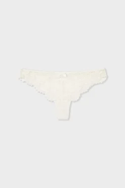 Online ETAM Tanga de encaje CRUDO