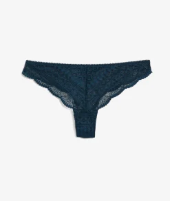 Outlet ETAM Tanga de encaje AZUL TINTA